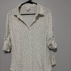 Valentina White and Black Polka Dot Button Down Shirt